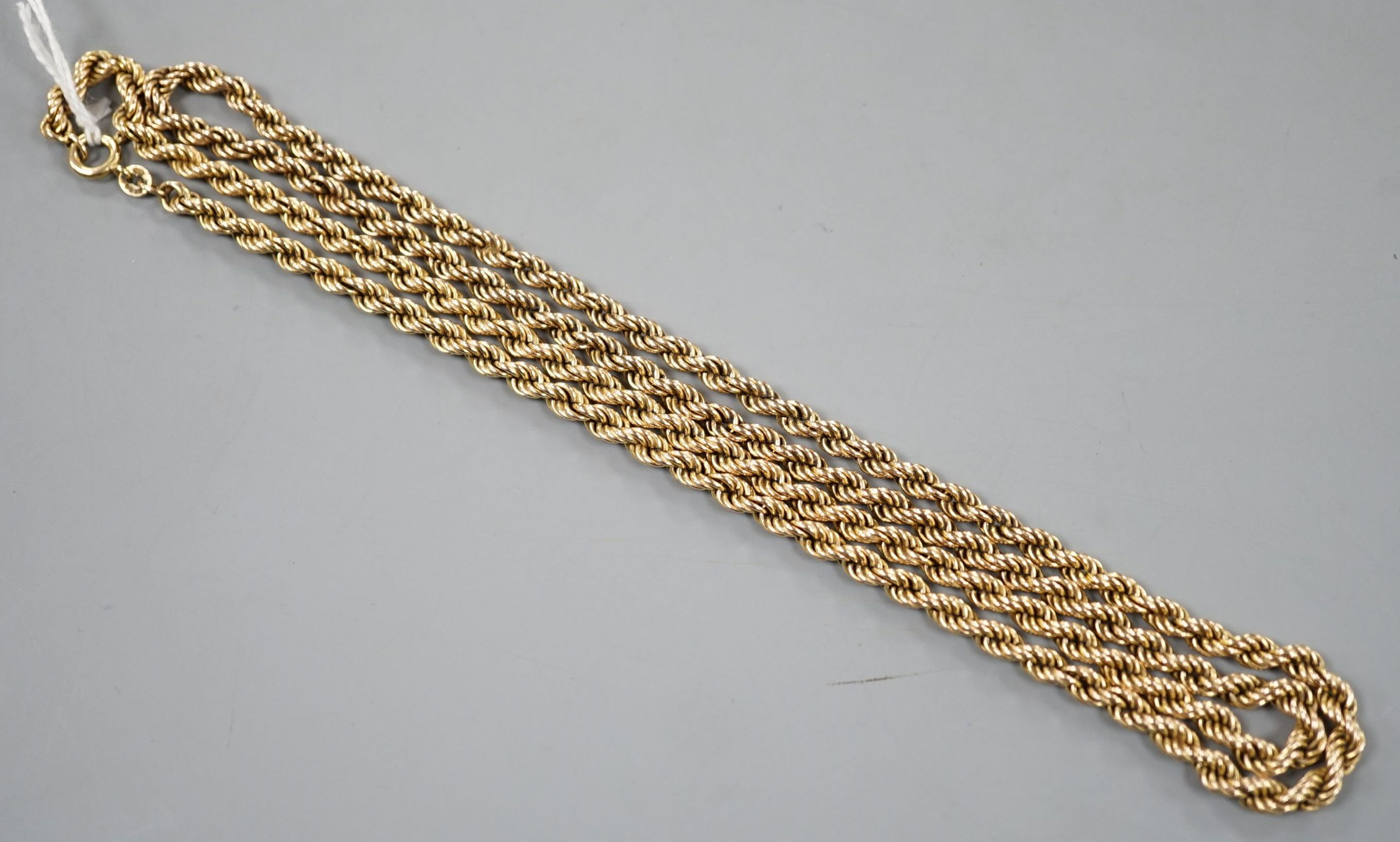 A modern 9ct gold rope twist necklace, 74cm